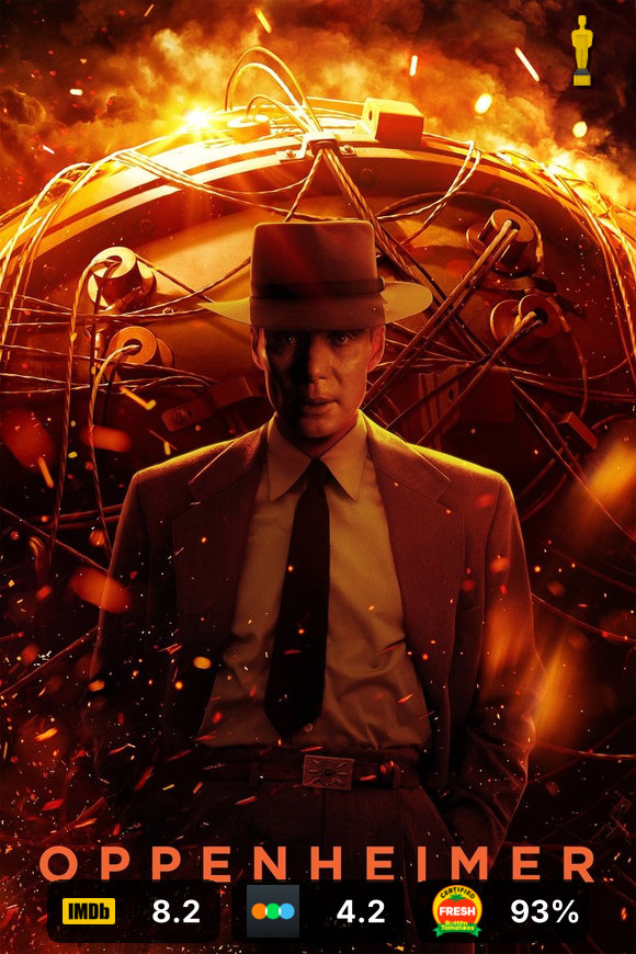 Oppenheimer — rated poster designed with aioratings